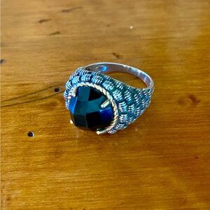 Designer Chuck Clemency sterling silver and 14k two tone cocktail ring size 8